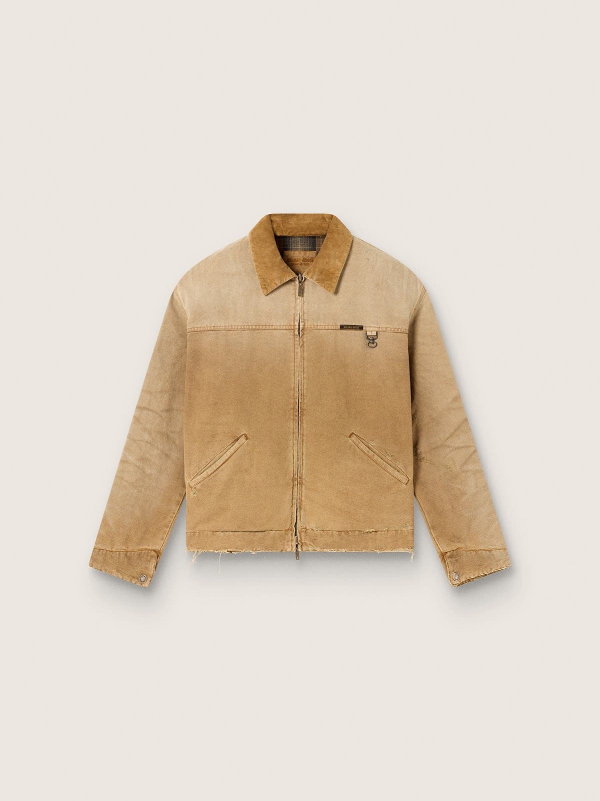 Golden Goose - Giacca reversibile unisex in cotone beige con motivo check in 