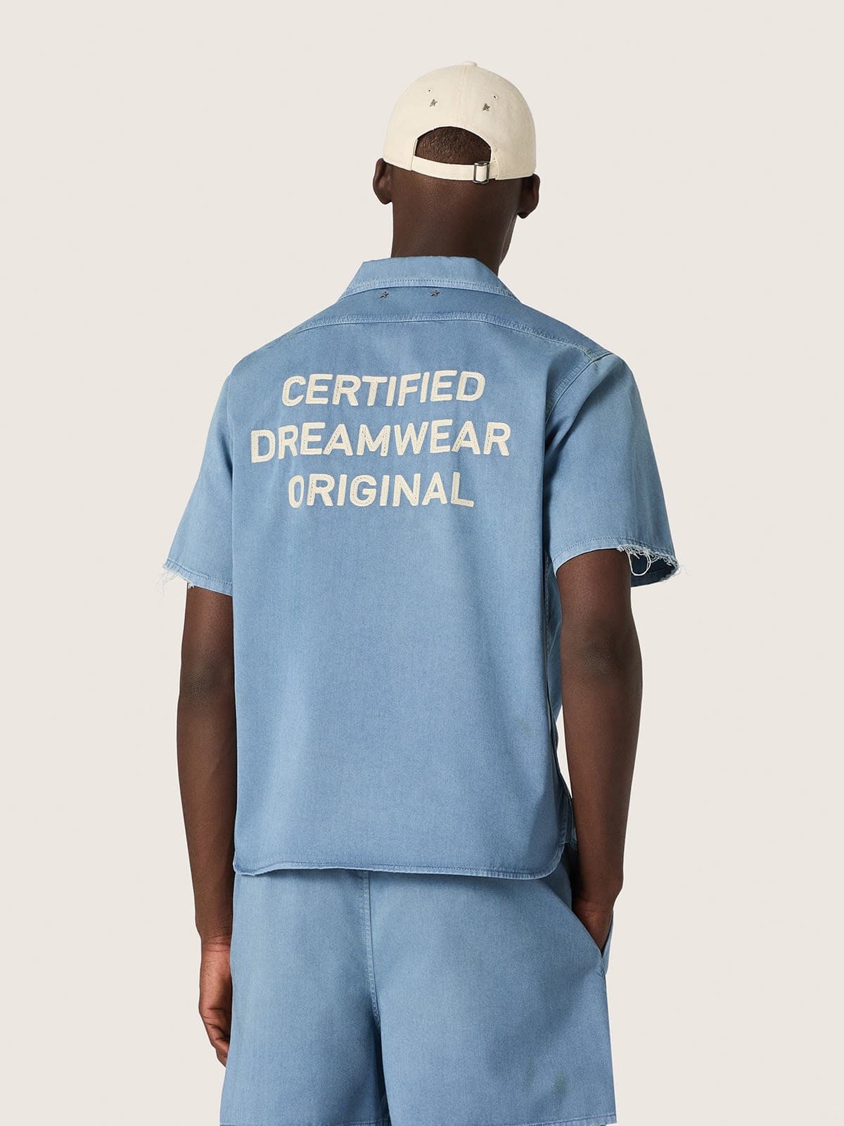 Golden Goose - Camicia unisex in denim azzurro con ricamo sul retro in 