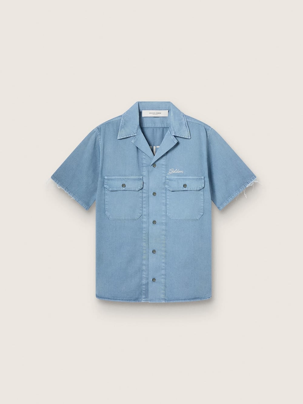 Chemise unisexe en denim bleu ciel avec broderie dans le dos — Golden Goose