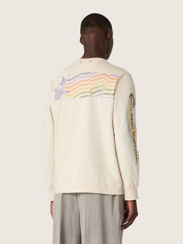 Golden Goose - Unisex long-sleeved T-shirt in white cotton with multicolor print in 