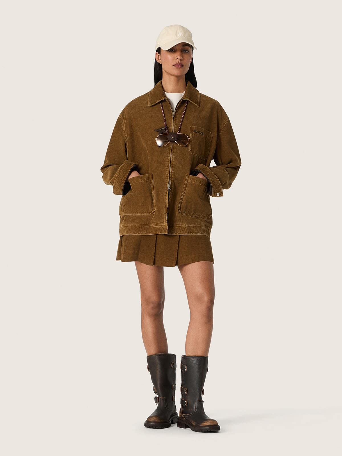Giacca unisex in velluto a coste color ambra