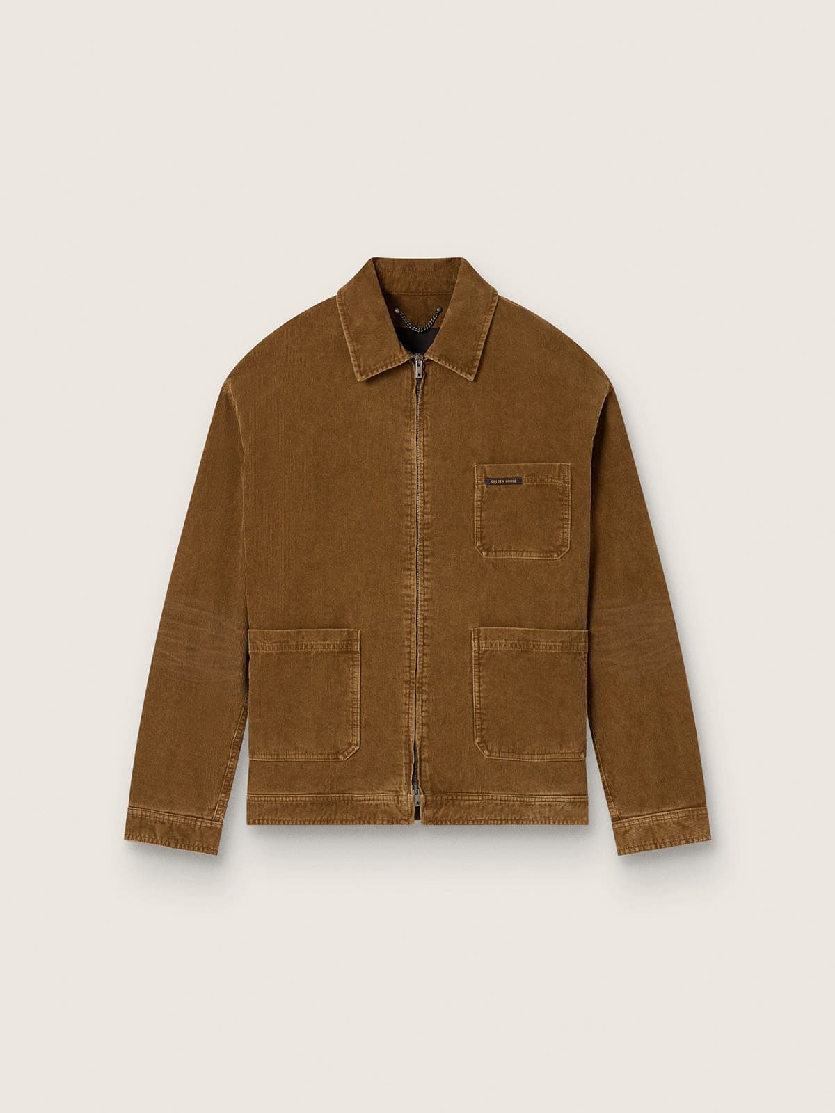 Golden Goose - Bernsteinfarbene Unisex-Jacke aus Rippensamt in 