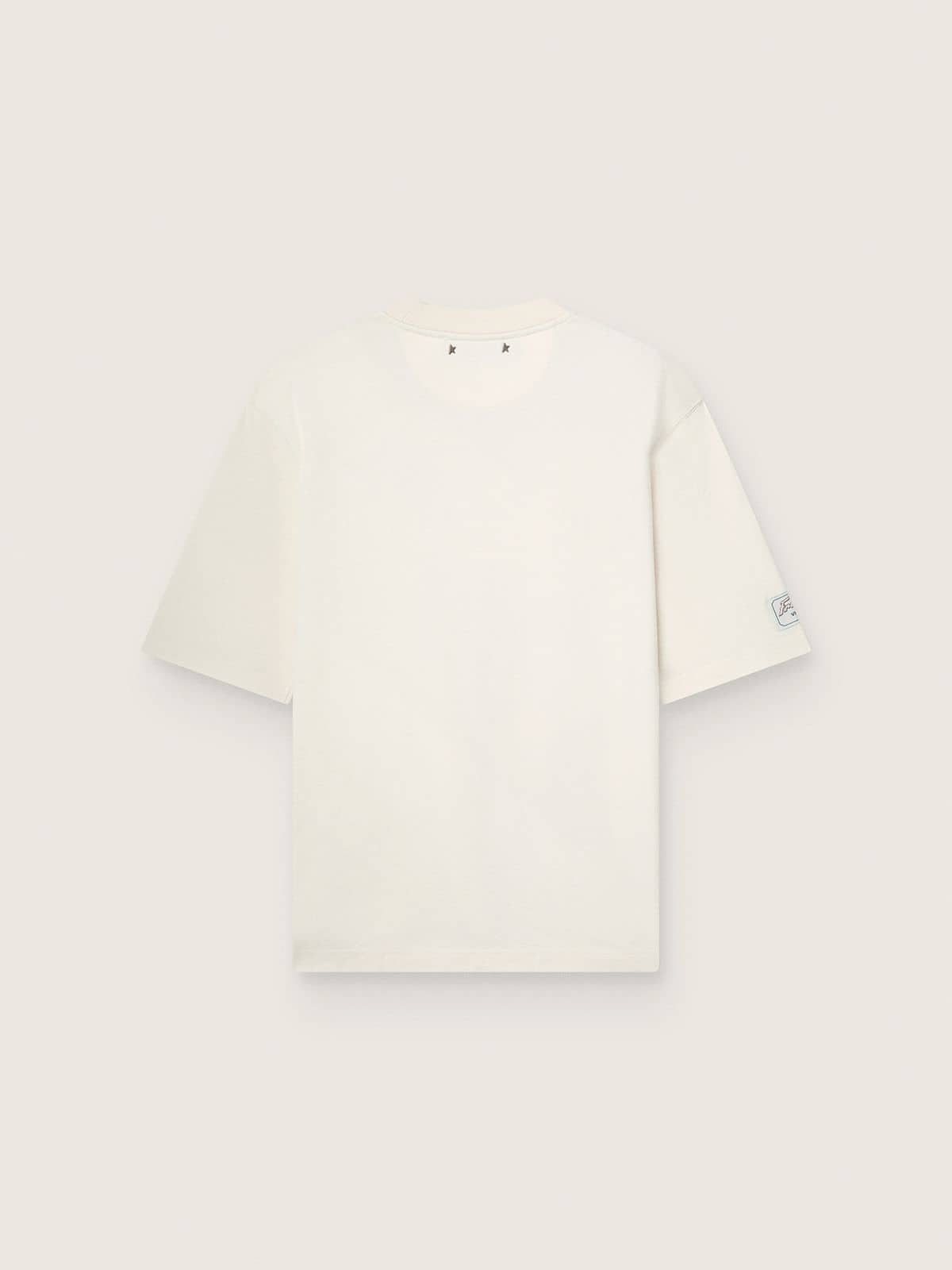 Unisex-T-Shirt Resort aus wei&szlig;er Baumwolle mit Print und Logo
