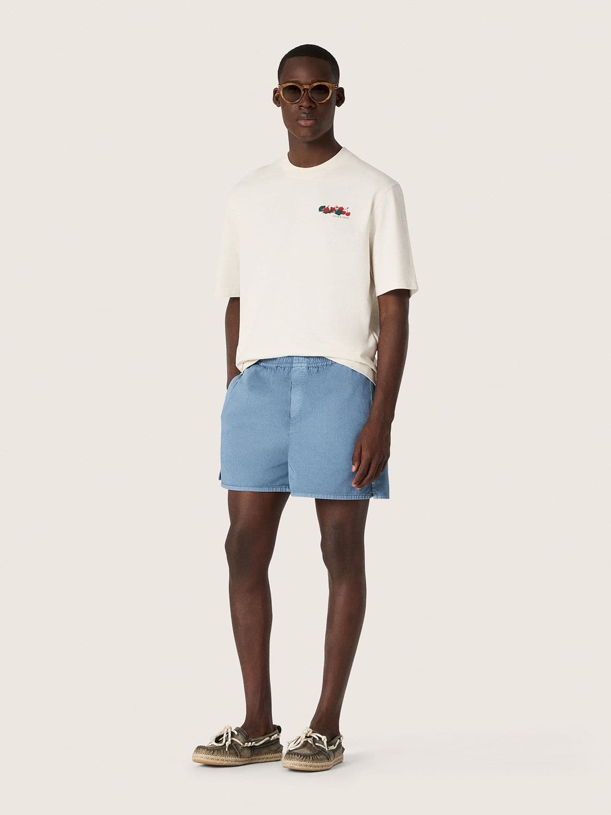 Unisex-T-Shirt Resort aus wei&szlig;er Baumwolle mit Print und Logo