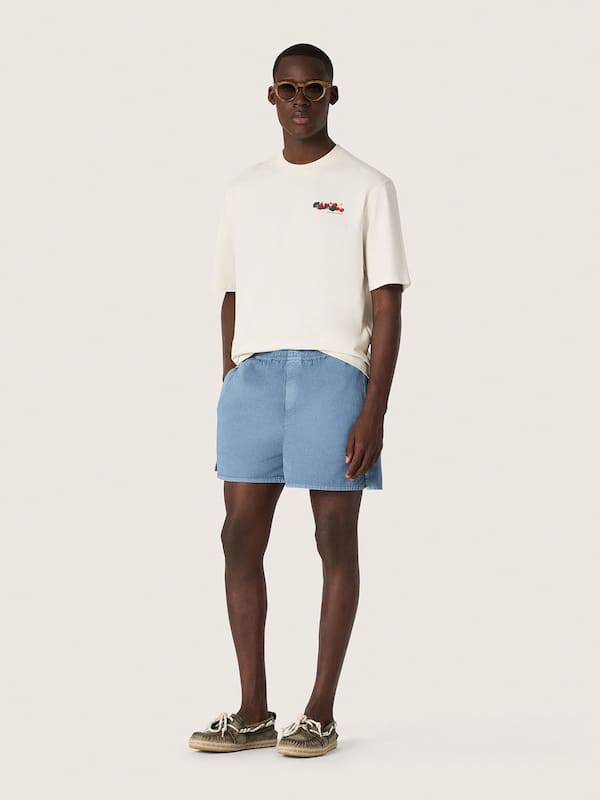 Unisex Resort white cotton T-shirt with print and logo