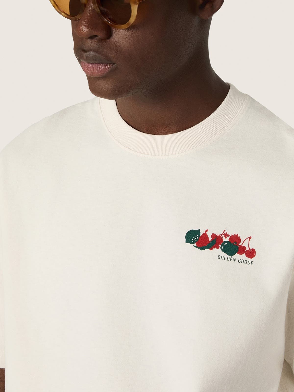 Golden Goose - T-shirt Unisex Resort in cotone bianco con stampa e logo in 