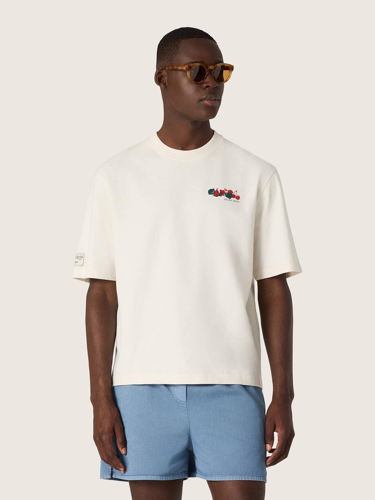 Golden Goose - T-shirt Unisex Resort in cotone bianco con stampa e logo in 