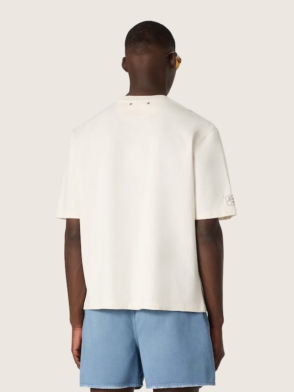Golden Goose - T-shirt Unisex Resort in cotone bianco con stampa e logo in 