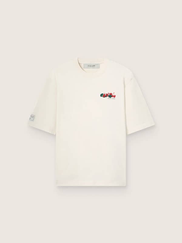 Golden Goose - T-shirt Unisex Resort in cotone bianco con stampa e logo in 