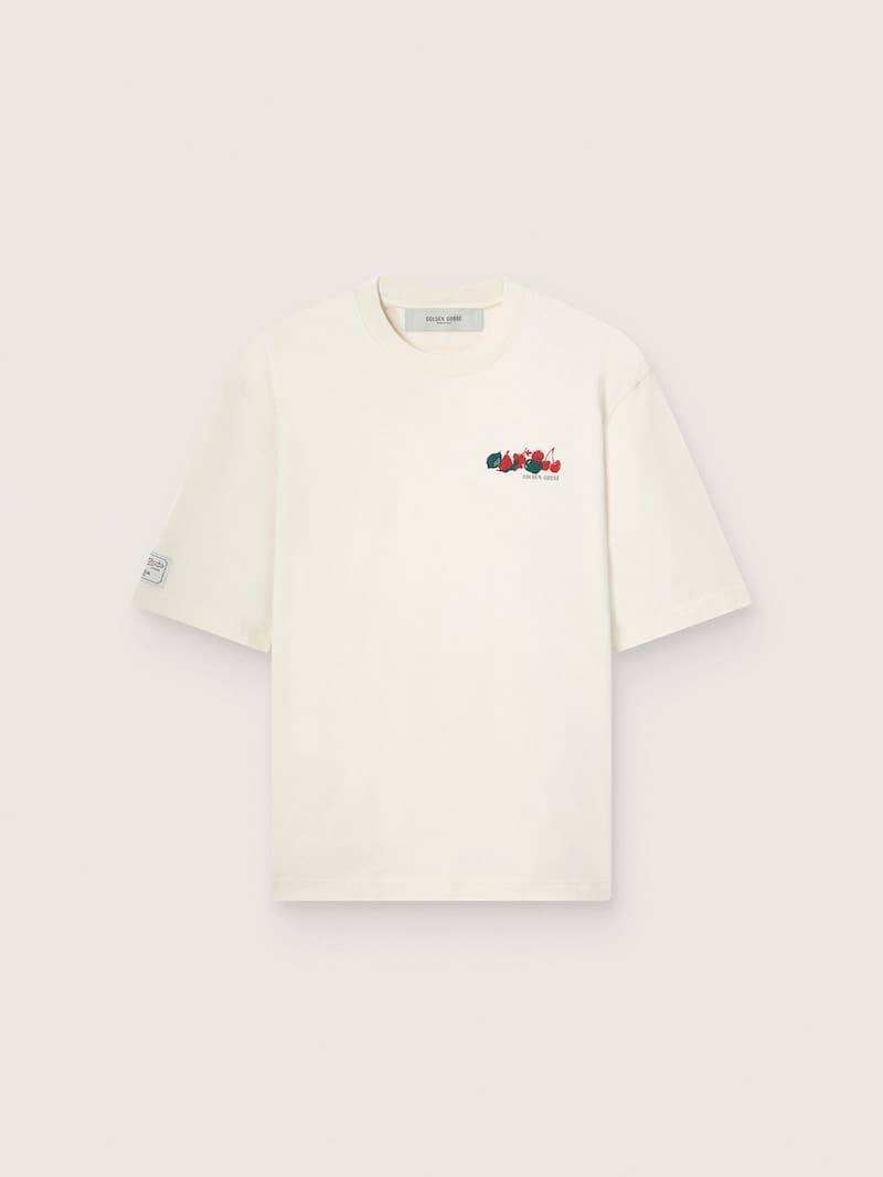 Unisex-T-Shirt Resort aus wei&szlig;er Baumwolle mit Print und Logo