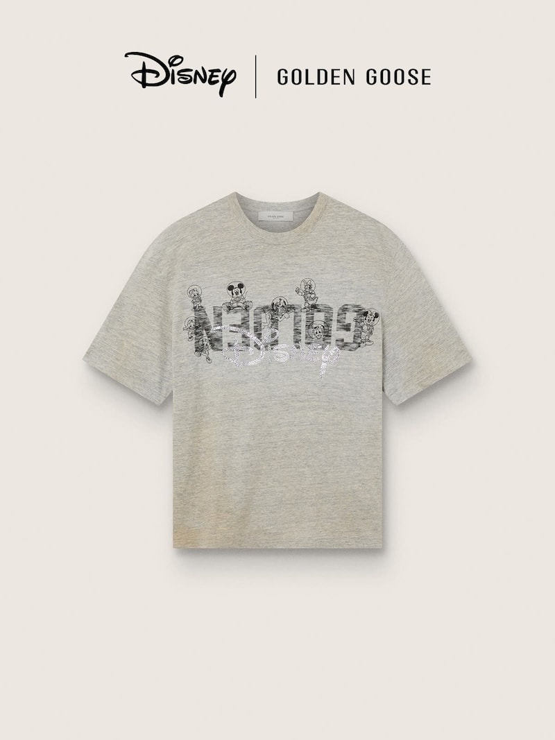 Golden Goose Disney | Golden Goose T-shirt unisex grigia con loghi Disney e Golden Goose T-Shirt & Top grey unisex