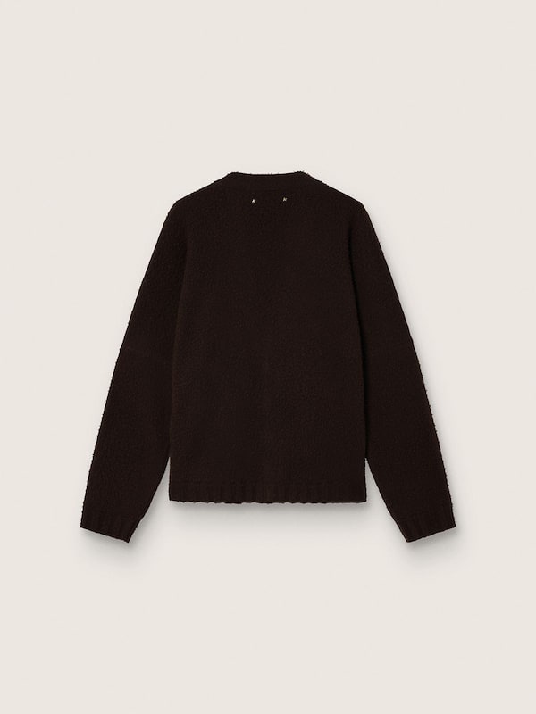 Unisex cardigan in Casentino-effect brown wool