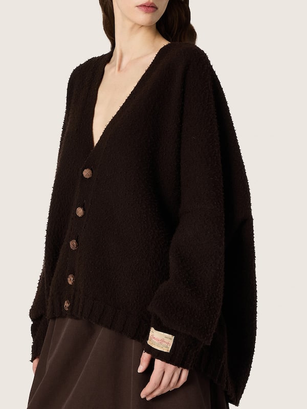 Golden Goose - Unisex cardigan in Casentino-effect brown wool in 