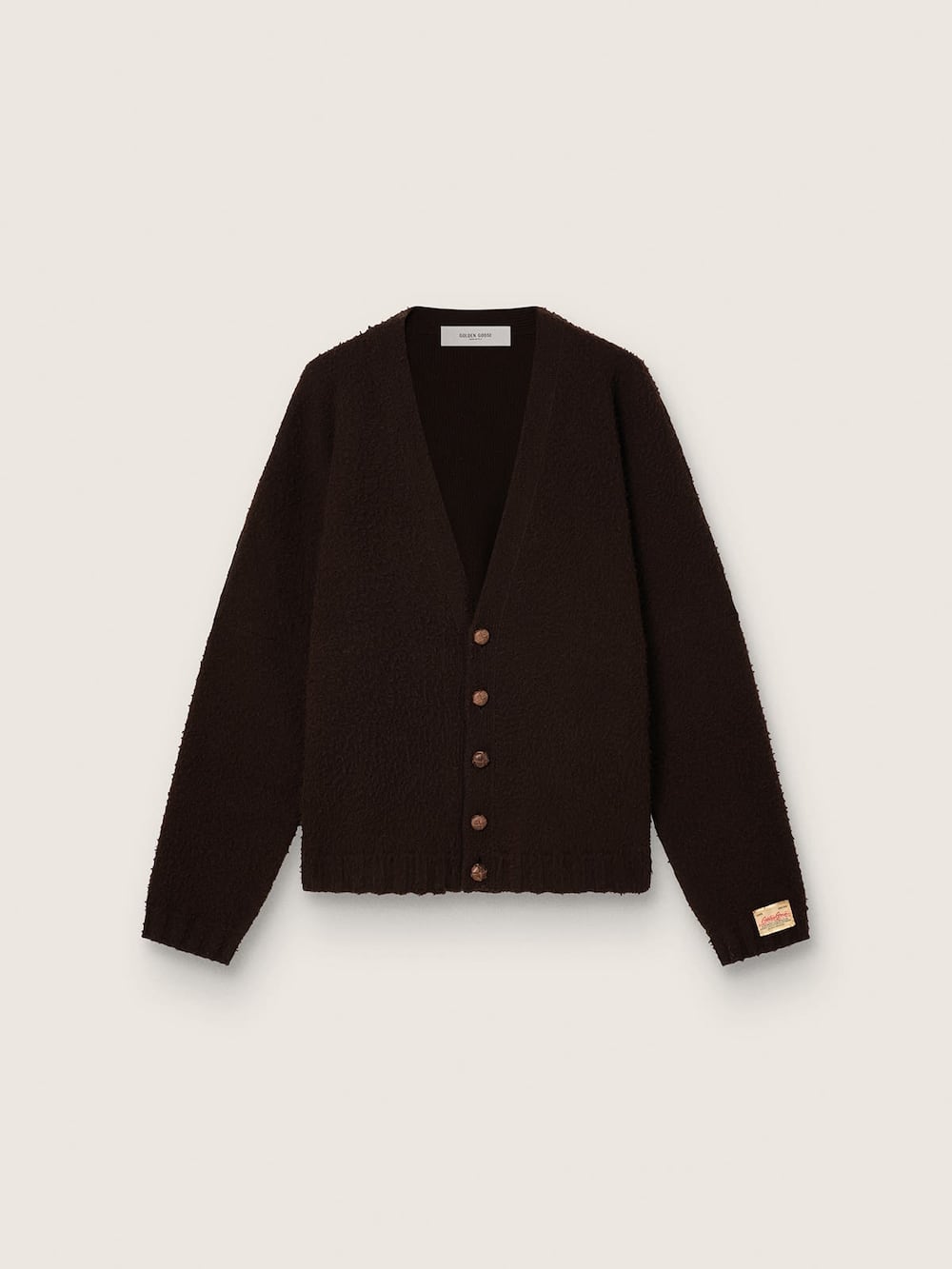 Cardigan unisexe en laine marron effet Casentino — Golden Goose