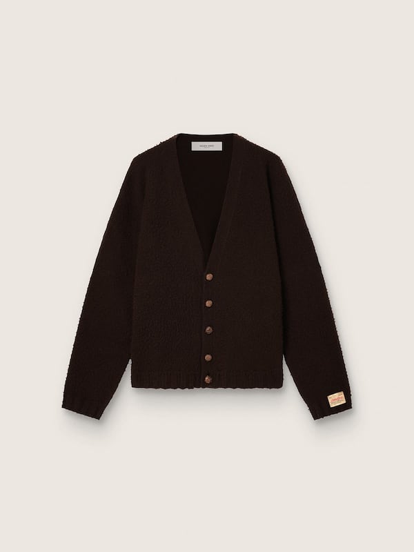 Golden Goose - Unisex cardigan in Casentino-effect brown wool in 