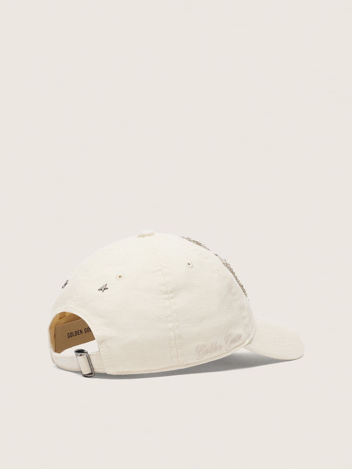 Golden Goose Ekr&uuml;farbene Baseballcap mit &bdquo;V.C.E.&ldquo;-Patch mit silberfarbenen Kristallen H&uuml;te white unisex