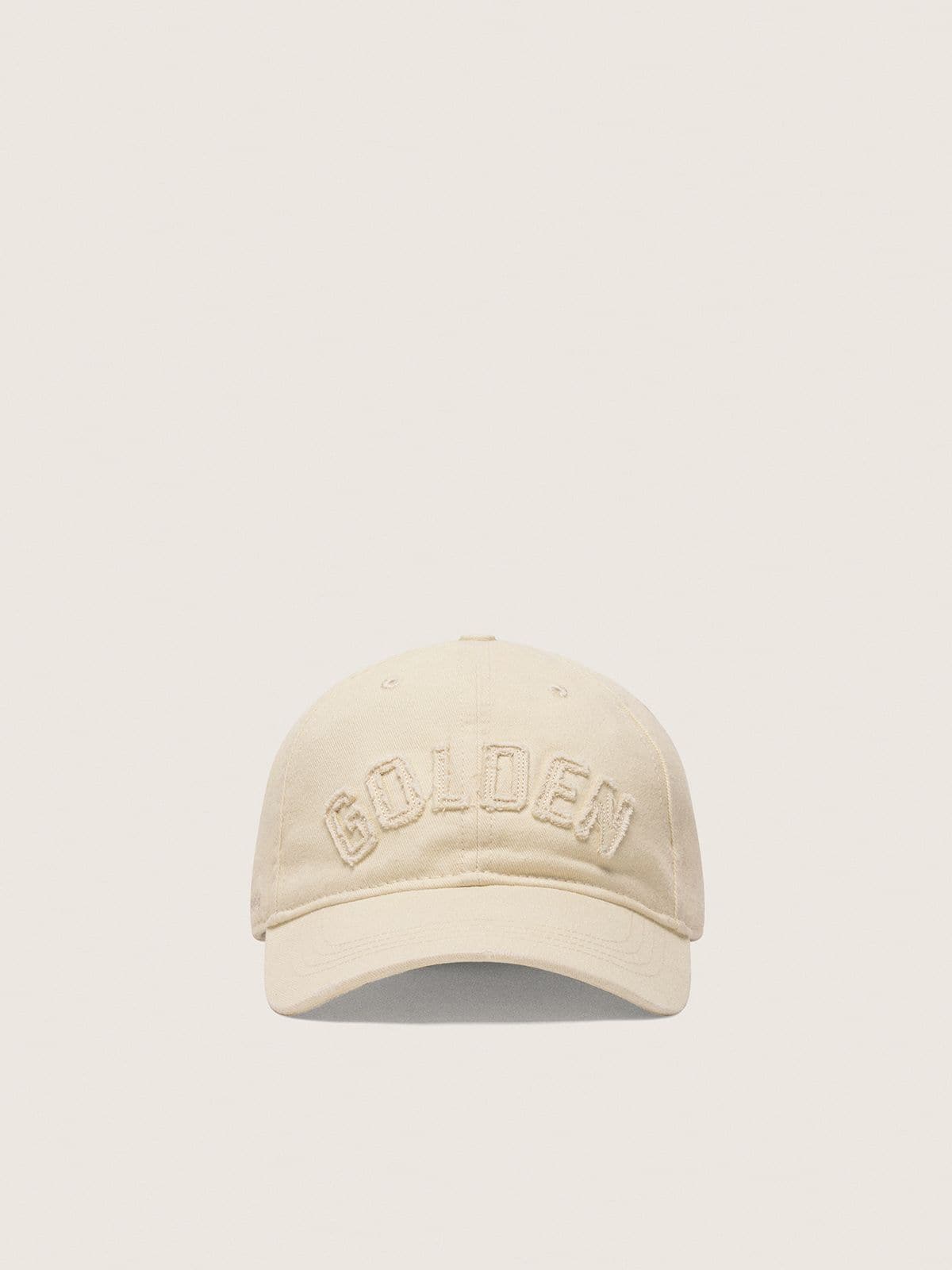 Golden Goose Casquette de baseball &eacute;crue avec patch &laquo;&nbsp;Golden&nbsp;&raquo; ton sur ton Chapeaux white unisex