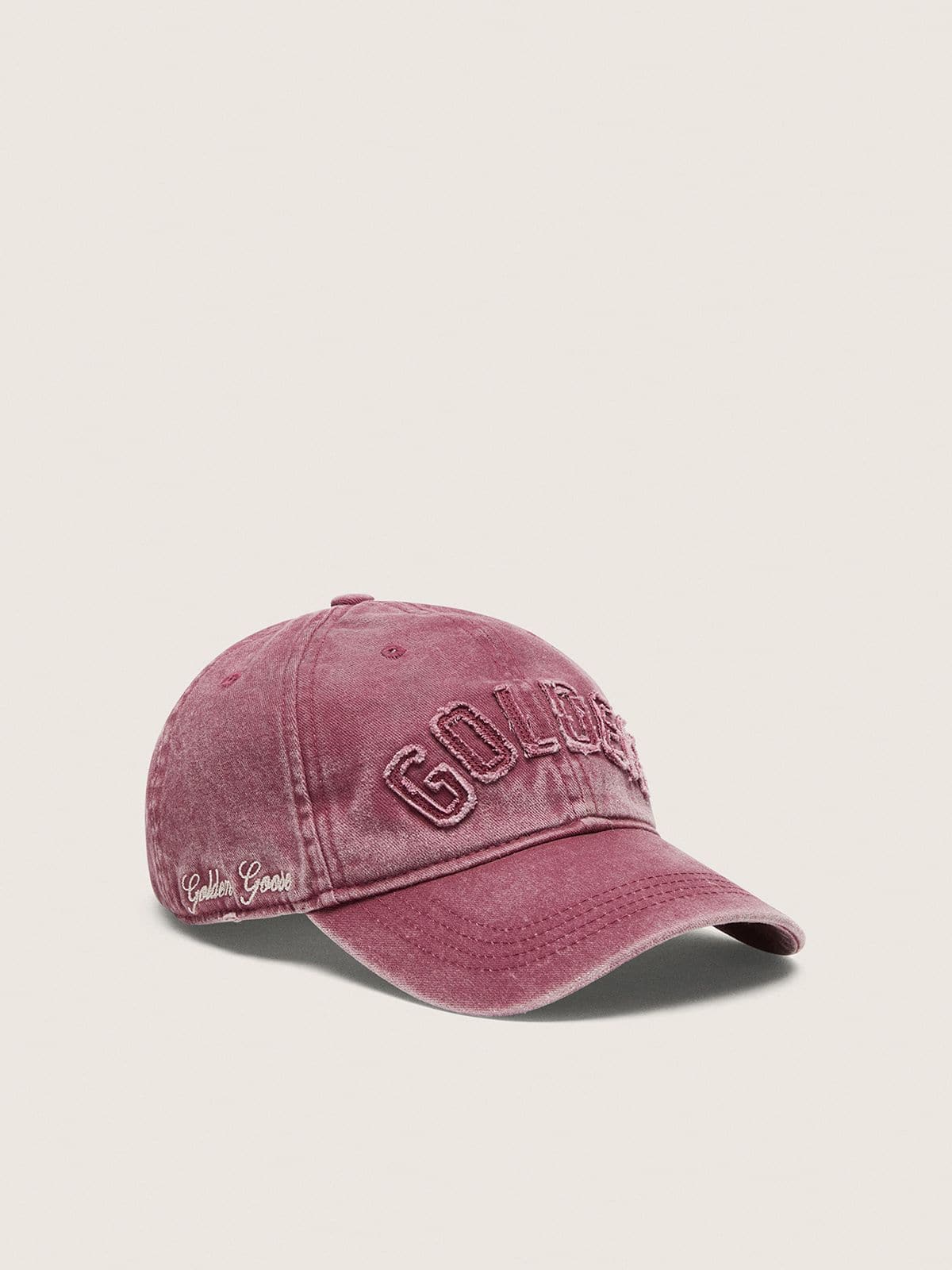 Golden Goose Cappellino da baseball di colore bordeaux con patch "Golden" ton sur ton Cappelli burgundy unisex