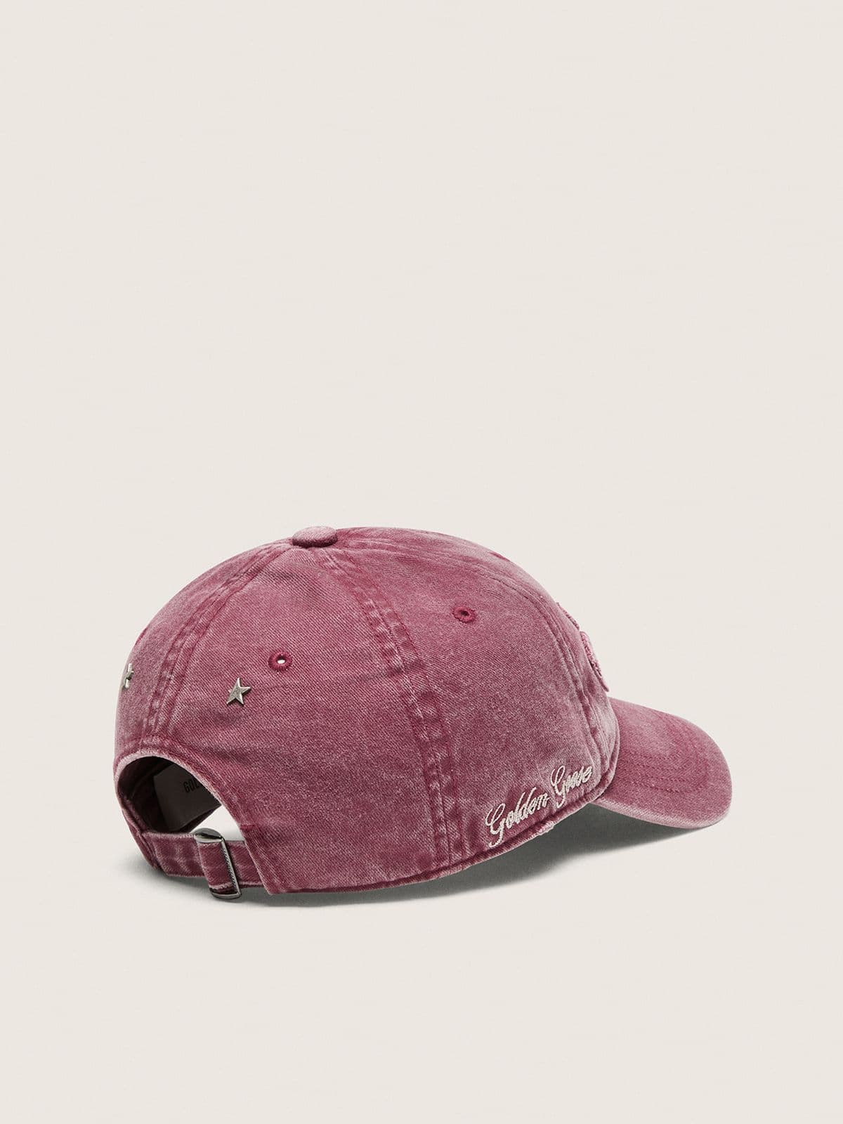Golden Goose - Cappellino da baseball di colore bordeaux con patch "Golden" ton sur ton in 