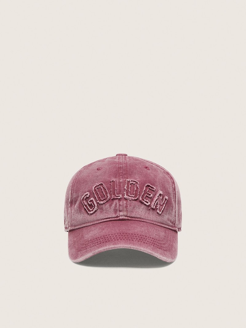 Golden Goose - Burgundy baseball cap with tone-on-tone &ldquo;Golden&rdquo; patch in 
