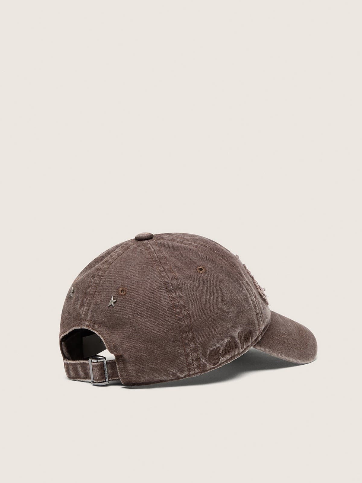 Golden Goose Dark brown baseball cap with tone-on-tone &ldquo;Golden&rdquo; patch Hats brown unisex