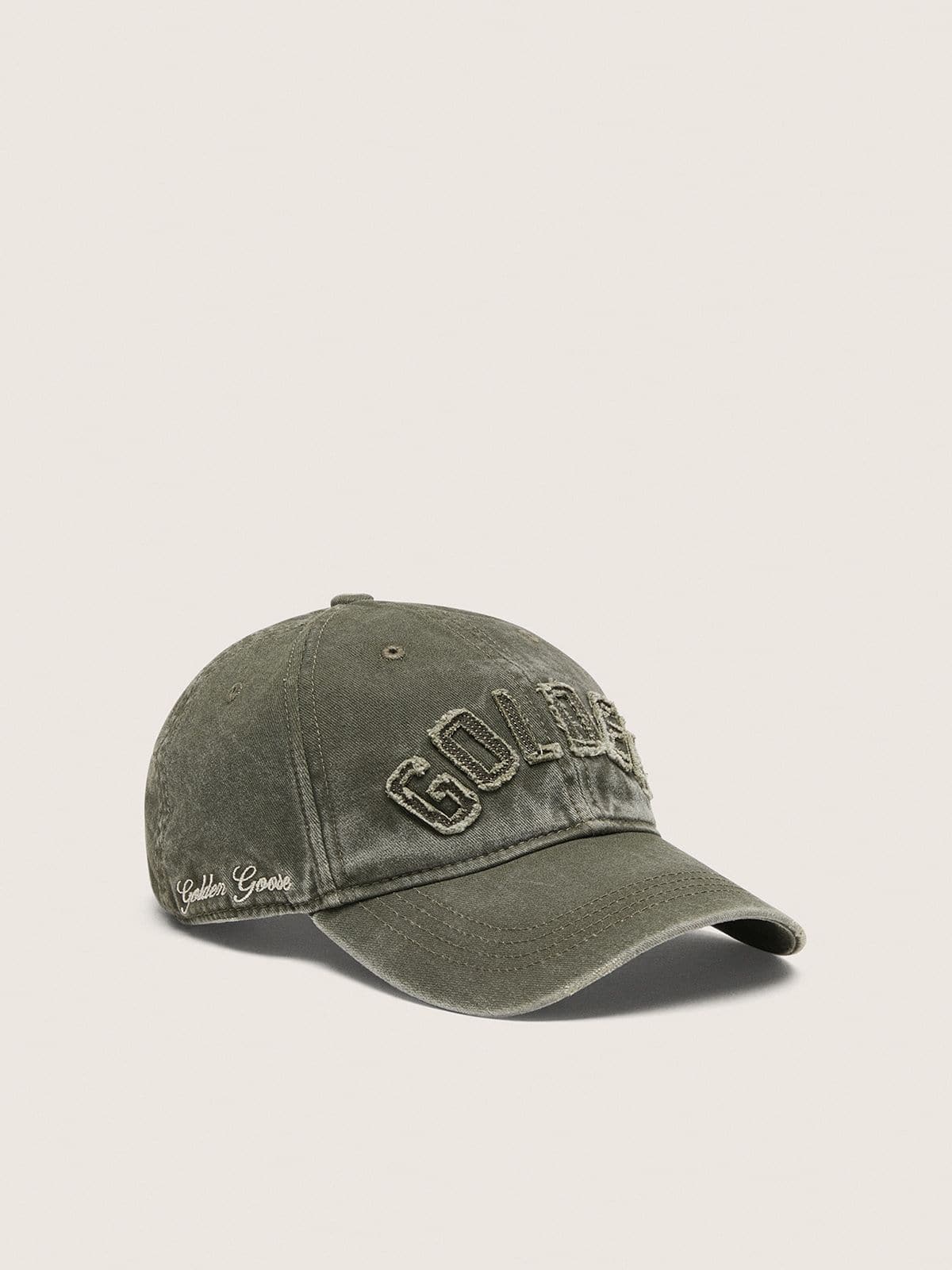 Golden Goose Dark olive-green baseball cap with dark gray &ldquo;Golden&rdquo; patch Hats green unisex