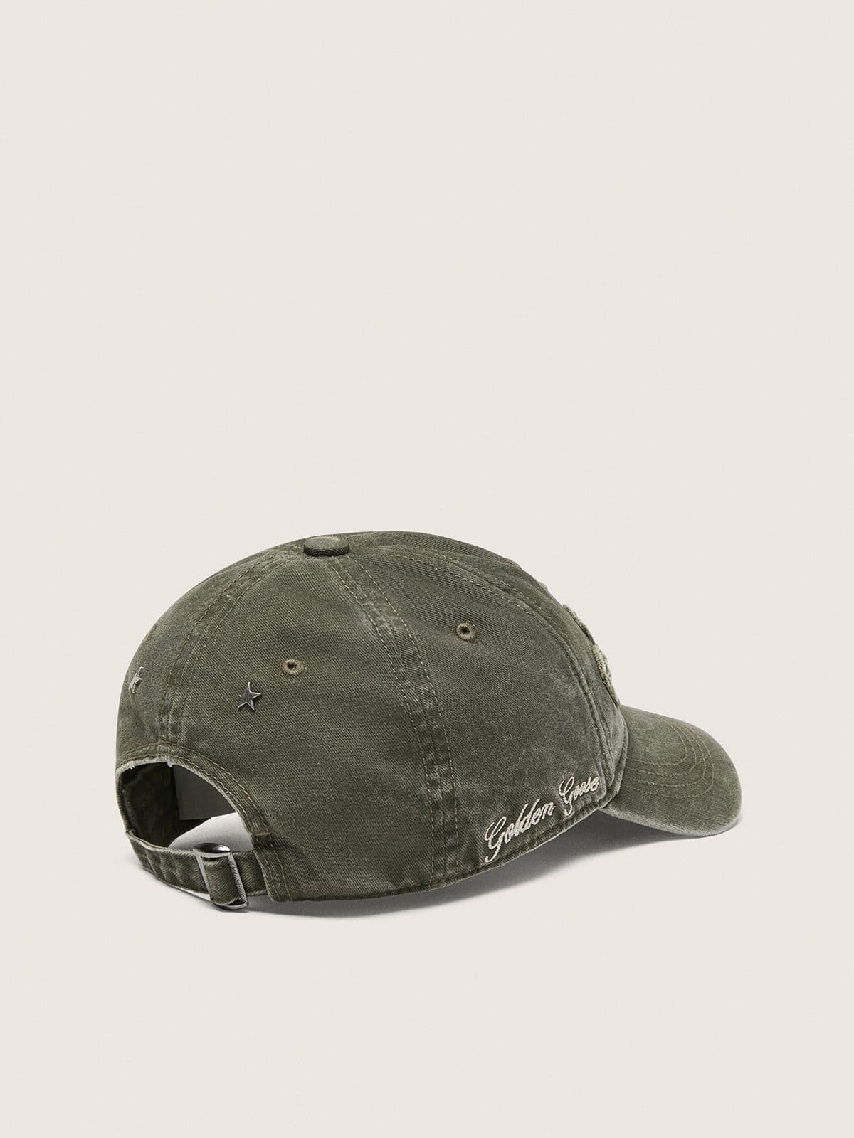 Golden Goose - Dark olive-green baseball cap with dark gray &ldquo;Golden&rdquo; patch in 