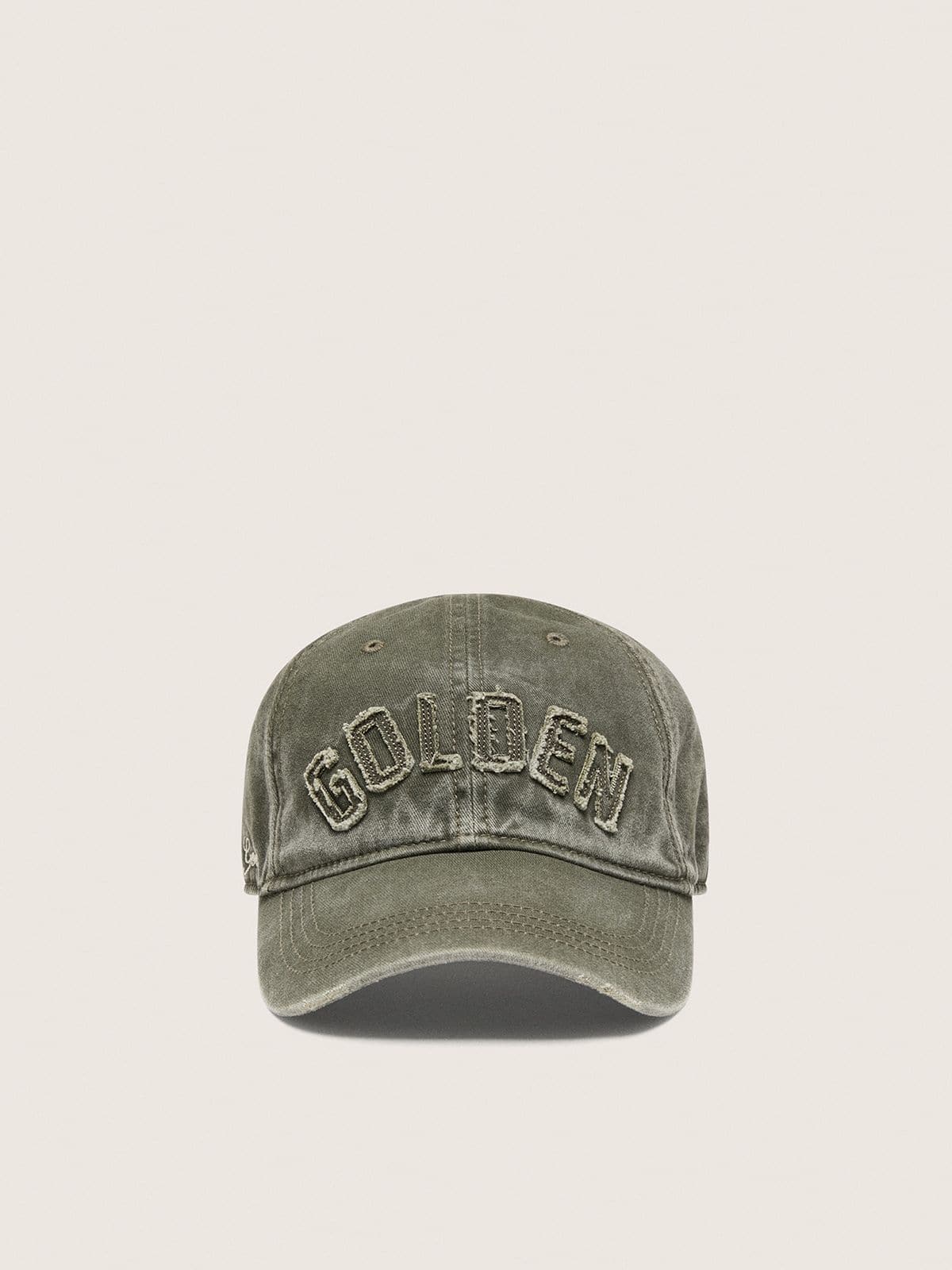 Golden Goose - Dark olive-green baseball cap with dark gray &ldquo;Golden&rdquo; patch in 