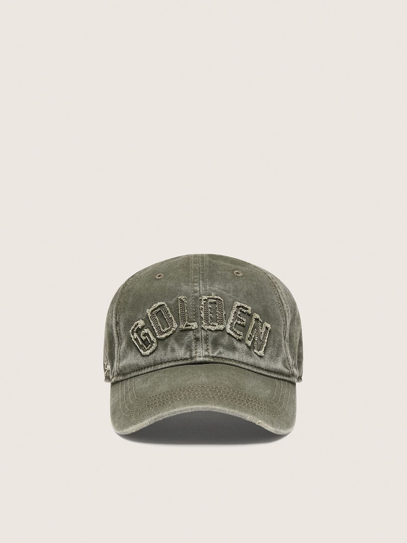 Golden Goose - Dark olive-green baseball cap with dark gray &ldquo;Golden&rdquo; patch in 