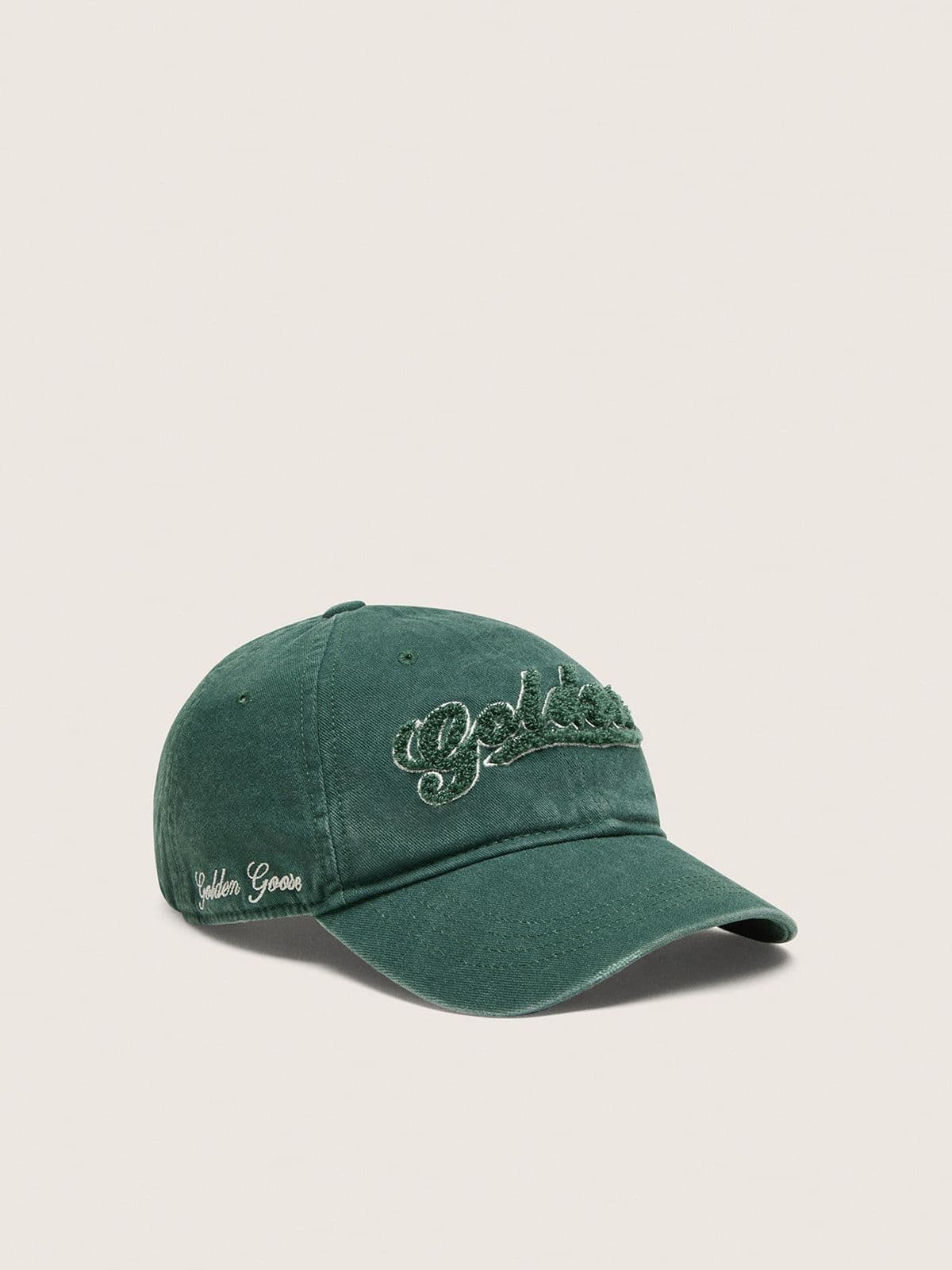 Golden Goose - Pine-green baseball cap with Golden logo embroidered in green in 