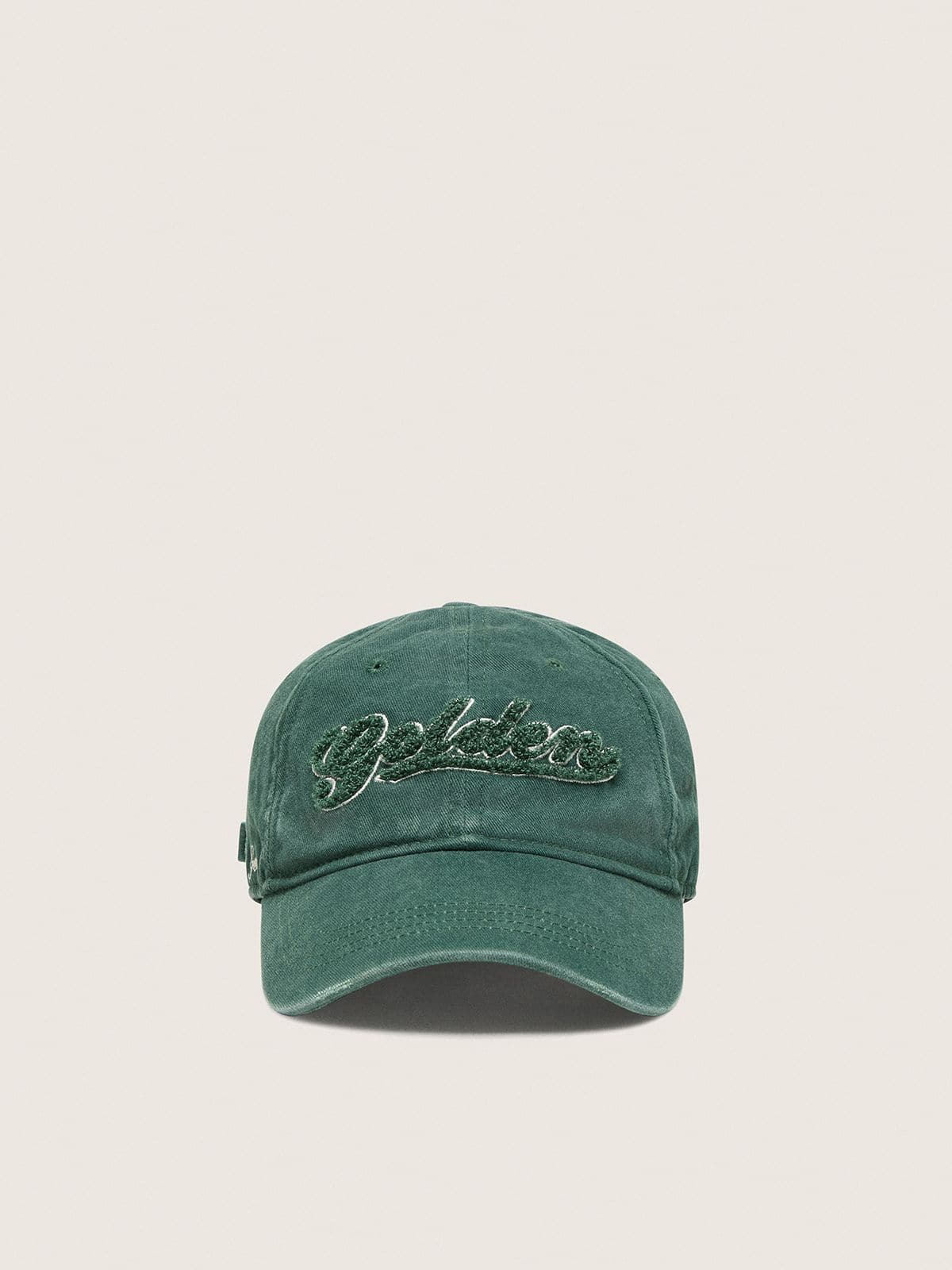 Golden Goose - Pine-green baseball cap with Golden logo embroidered in green in 