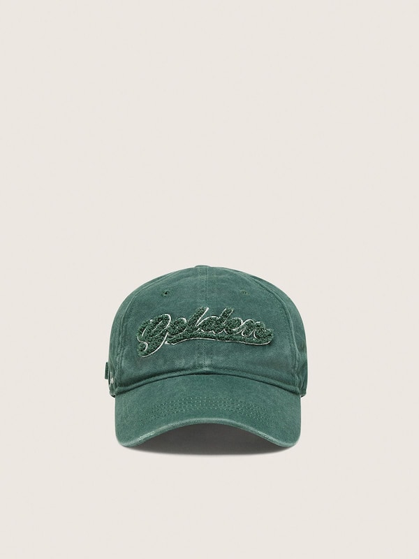 Golden Goose - Pine-green baseball cap with Golden logo embroidered in green in 