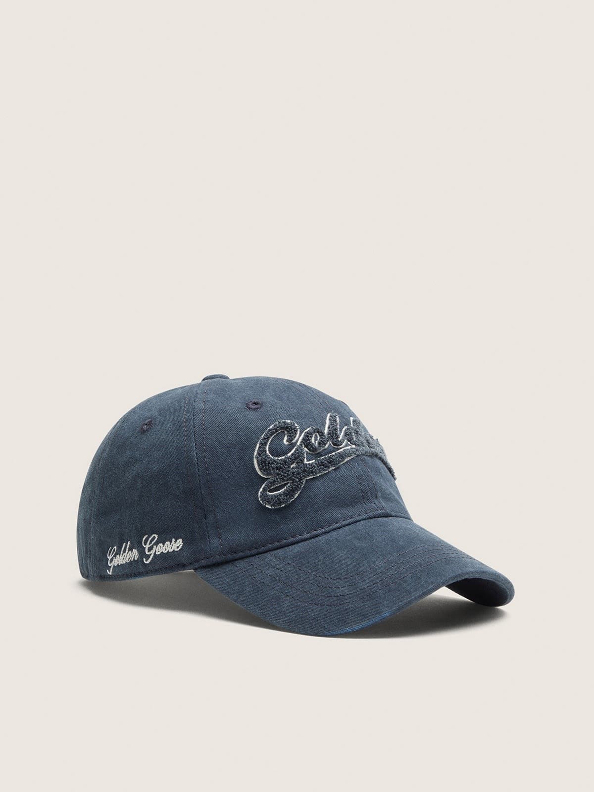Golden Goose - Casquette de baseball bleu marine avec logo Golden bleu brod&eacute; in 