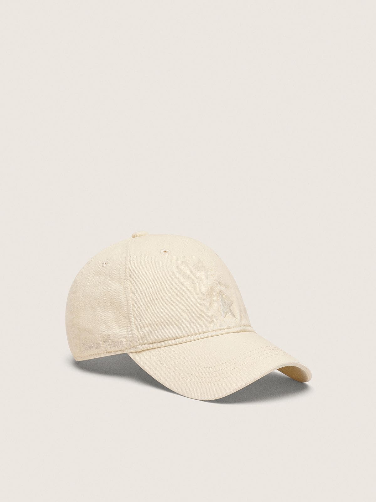 Golden Goose - Ekr&uuml;farbene Baseballcap mit Ton in Ton gehaltenem Stickstern in 