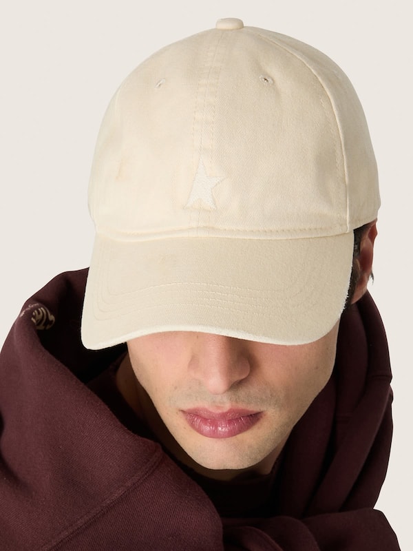 Golden Goose - Ecru baseball cap with tone-on-tone embroidered star in 
