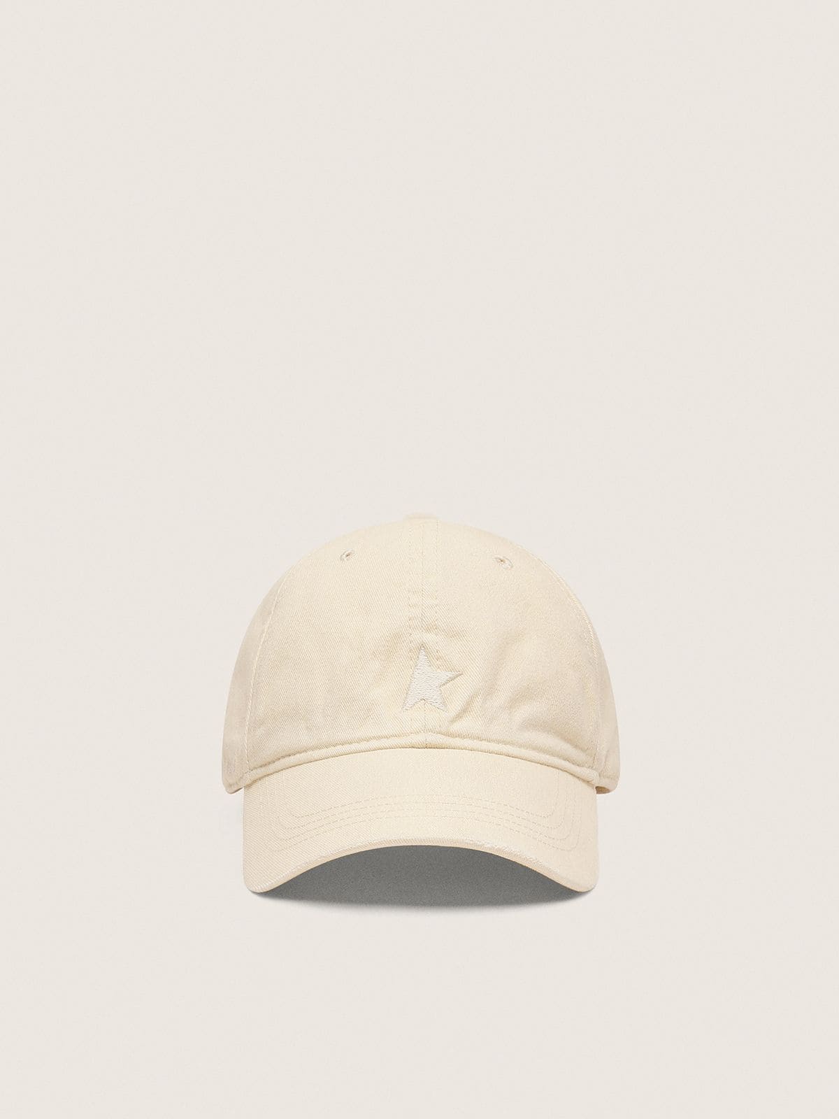 Golden Goose - Ekr&uuml;farbene Baseballcap mit Ton in Ton gehaltenem Stickstern in 