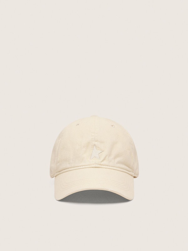 Golden Goose - Ecru baseball cap with tone-on-tone embroidered star in 