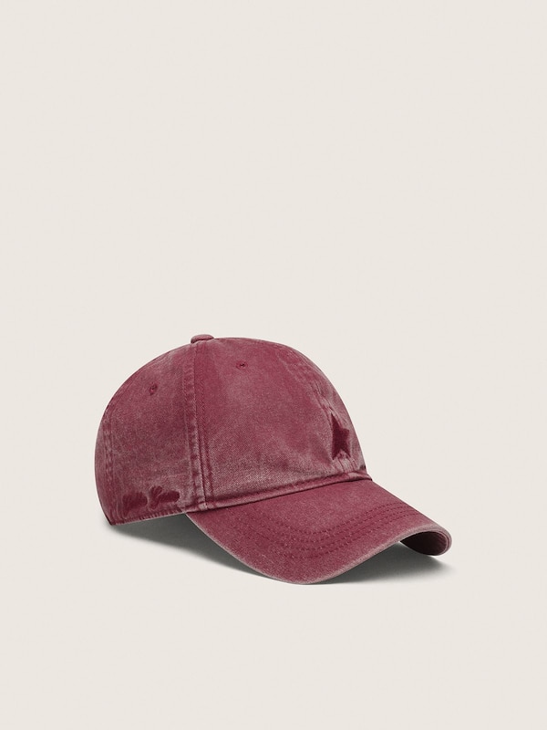 Burgundy baseball cap with tone-on-tone embroidered star