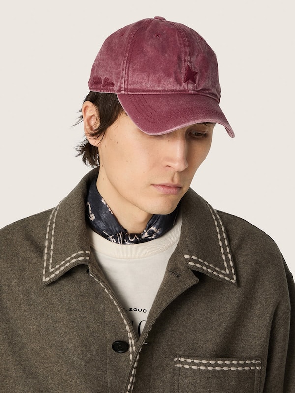 Burgundy baseball cap with tone-on-tone embroidered star