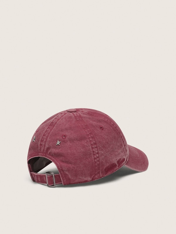 Golden Goose - Bordeauxfarbene Baseballcap mit Ton in Ton gehaltenem Stickstern in 