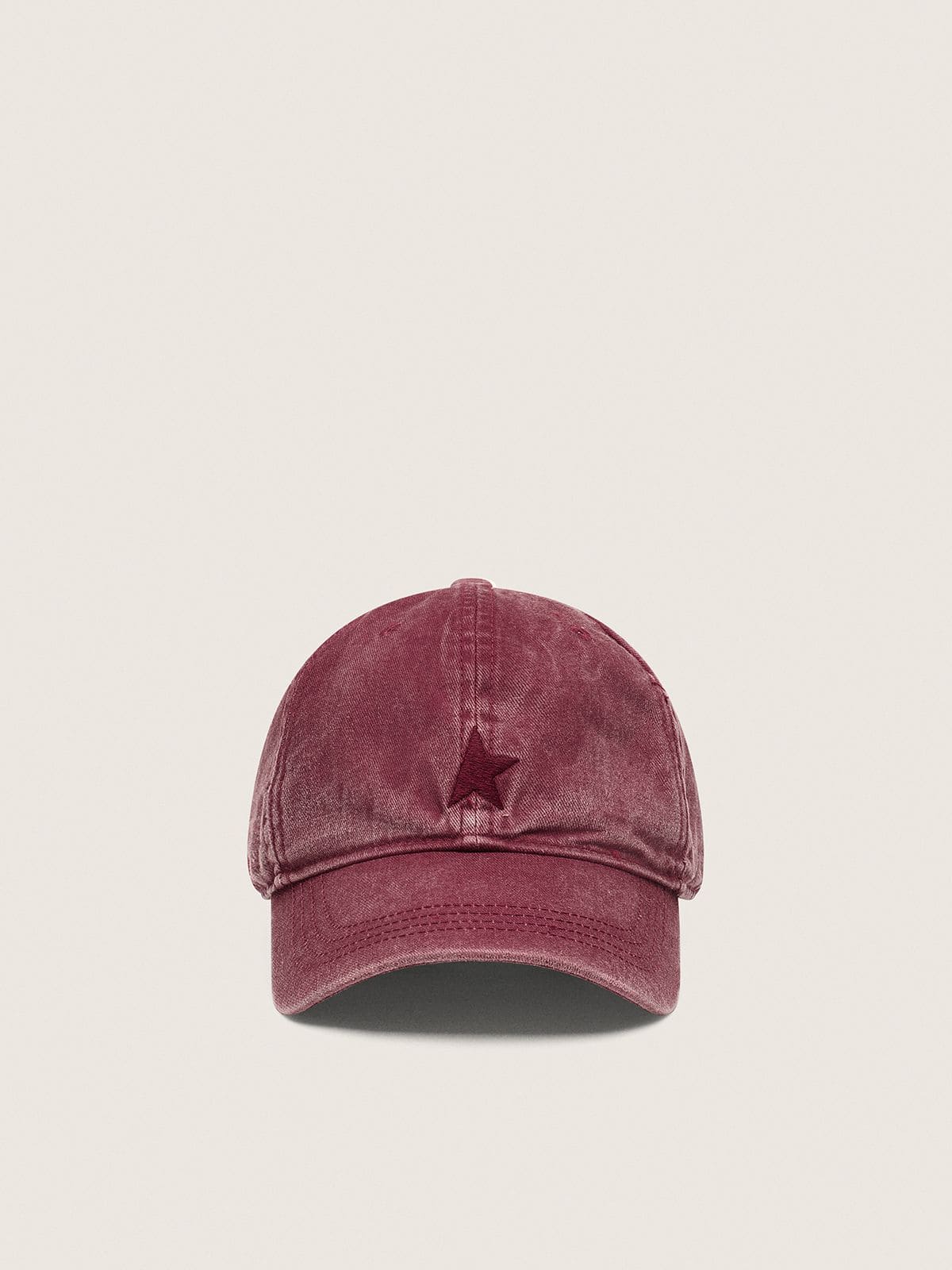 Golden Goose - Burgundy baseball cap with tone-on-tone embroidered star in 