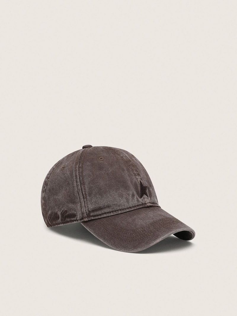 Golden Goose - Casquette de baseball marron fonc&eacute; avec &eacute;toile brod&eacute;e ton sur ton in 