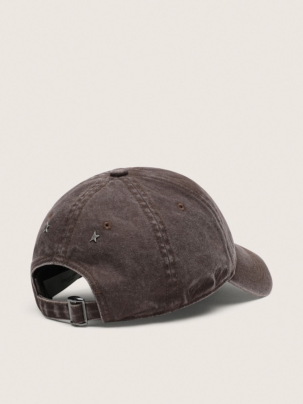 Golden Goose - Gorra de b&eacute;isbol de color marr&oacute;n oscuro con estrella bordada tono sobre tono in 