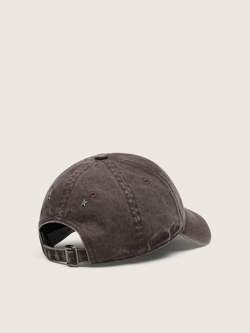 Golden Goose - Casquette de baseball marron fonc&eacute; avec &eacute;toile brod&eacute;e ton sur ton in 