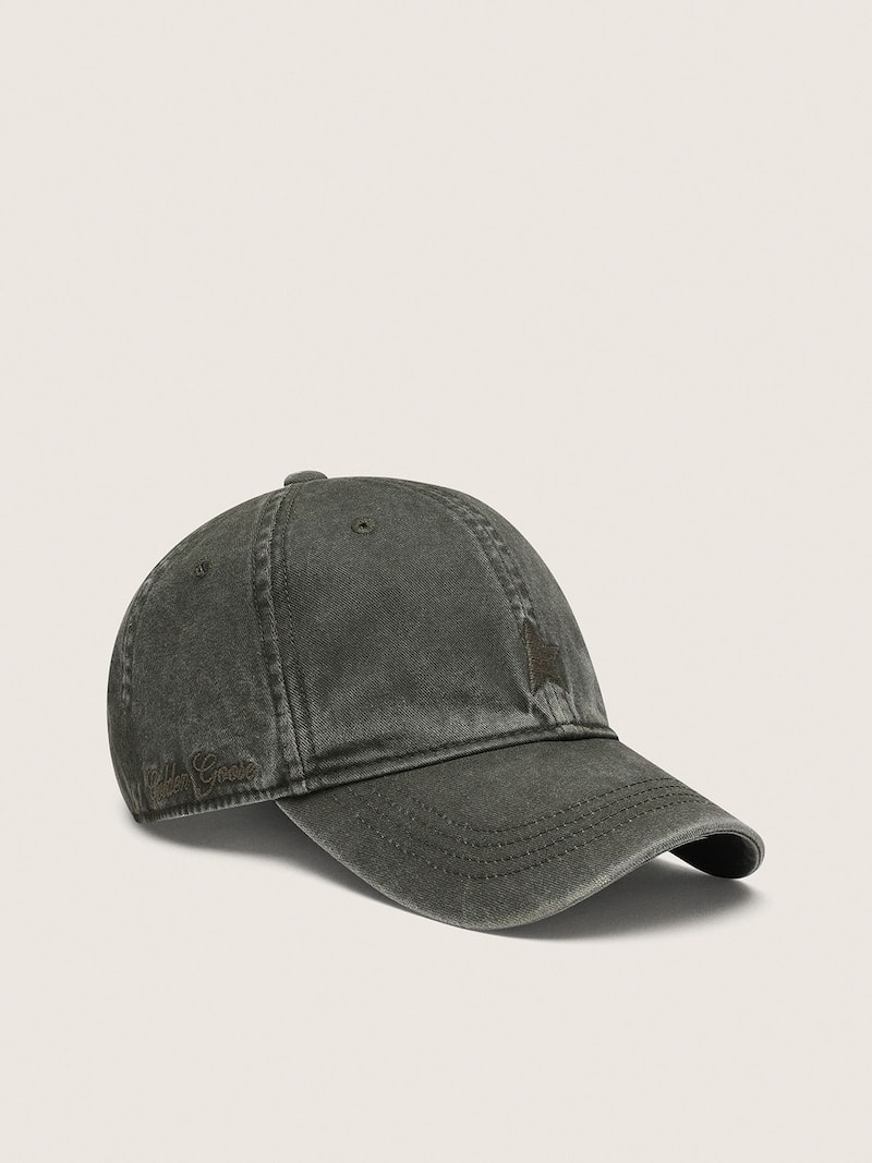 Golden Goose - Casquette de baseball vert olive fonc&eacute; avec &eacute;toile brod&eacute;e ton sur ton in 