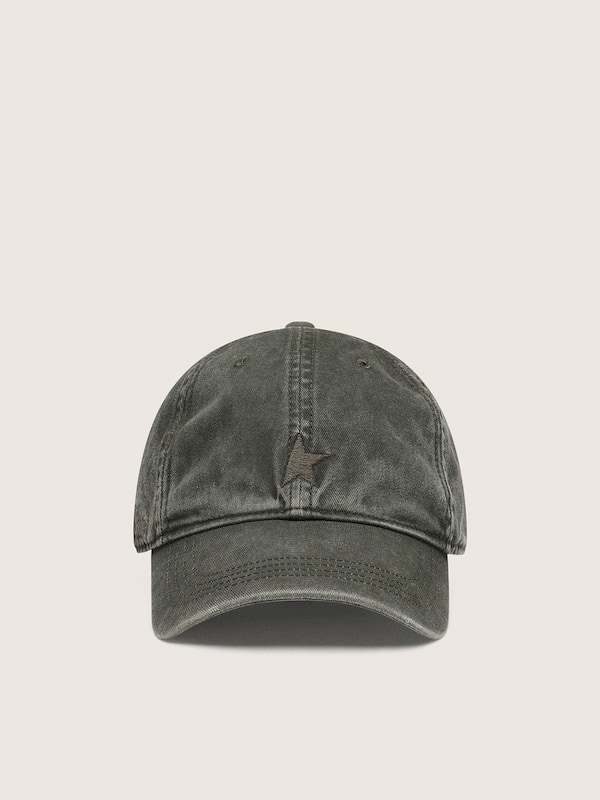 Golden Goose - Dark olive-green baseball cap with tone-on-tone embroidered star in 