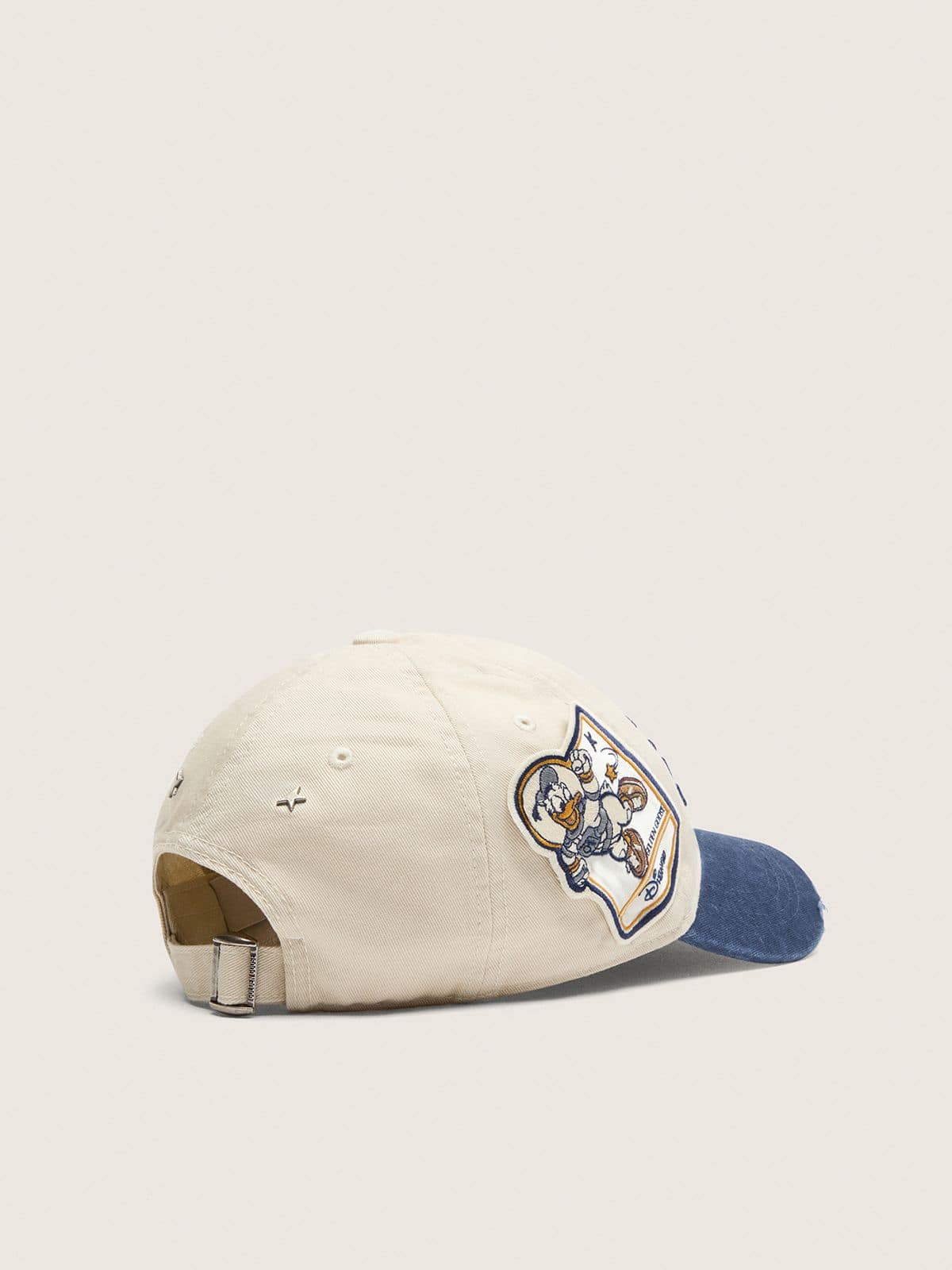 Golden Goose - Disney | Golden Goose Distressed-effect off-white and blue baseball cap with embroidered logos in 