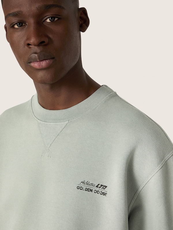 Golden Goose - Felpa unisex a maniche corte in cotone verde con ricamo in 