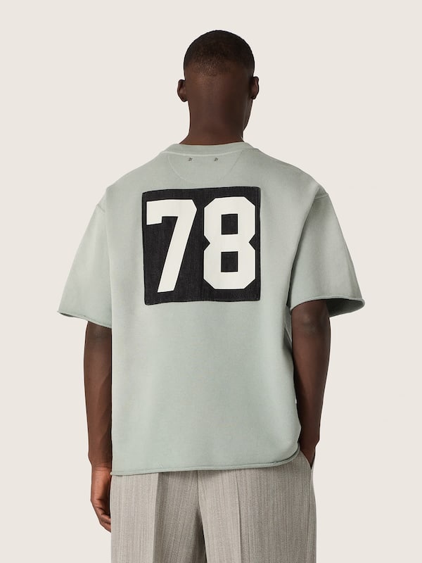 Golden Goose - Felpa unisex a maniche corte in cotone verde con ricamo in 