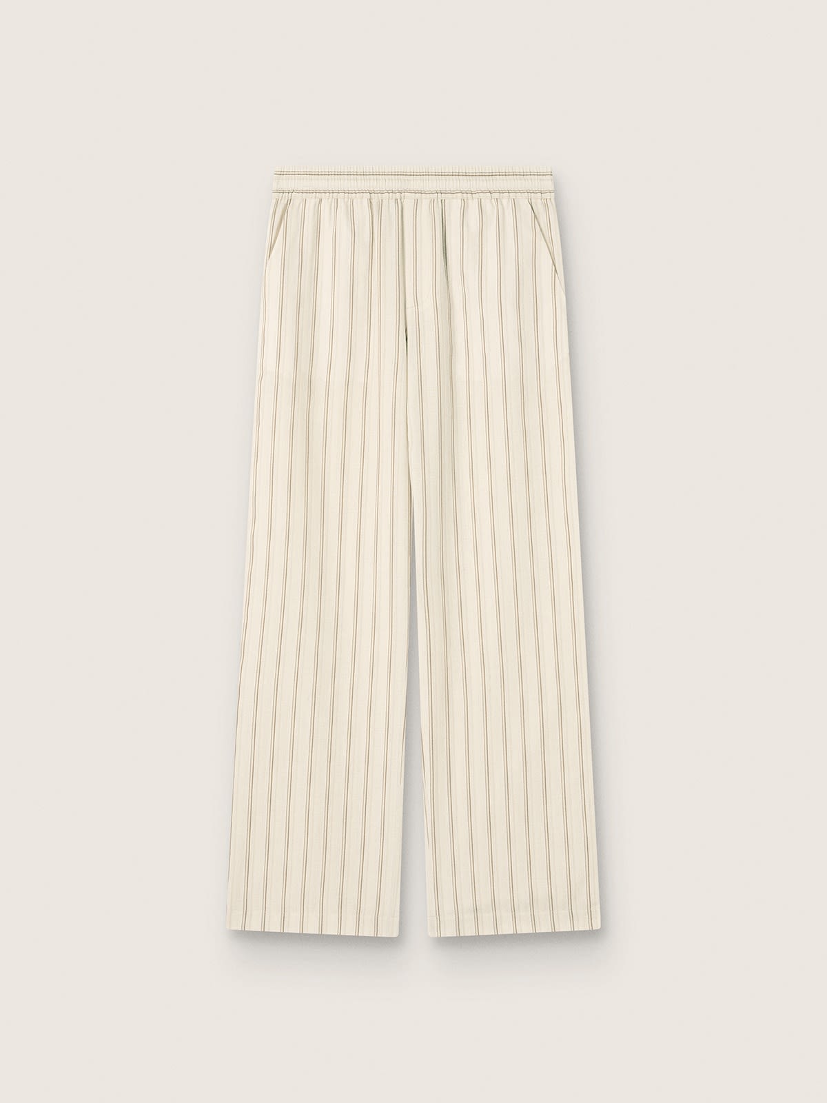 Pantalon de jogging unisexe en coton et lin avec rayures écrues et sable — Golden Goose